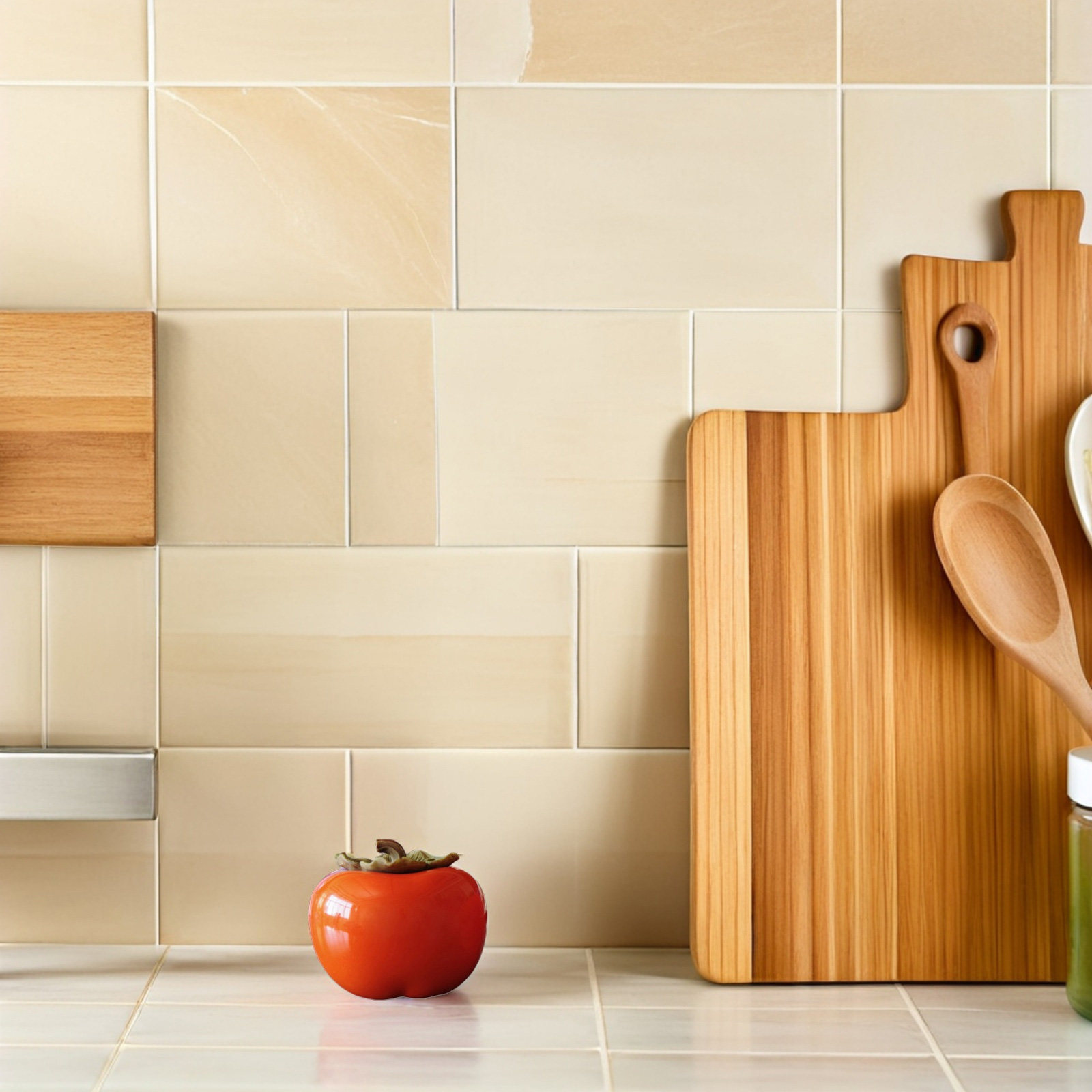 Food Storage Canister - قطعتان من وعاء السيراميك بتصميم البرسيمون