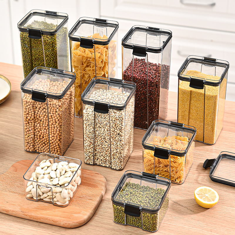 Food Storage Jar Set - الجرار مختومة المطبخ الحبوب التخزين المنظم