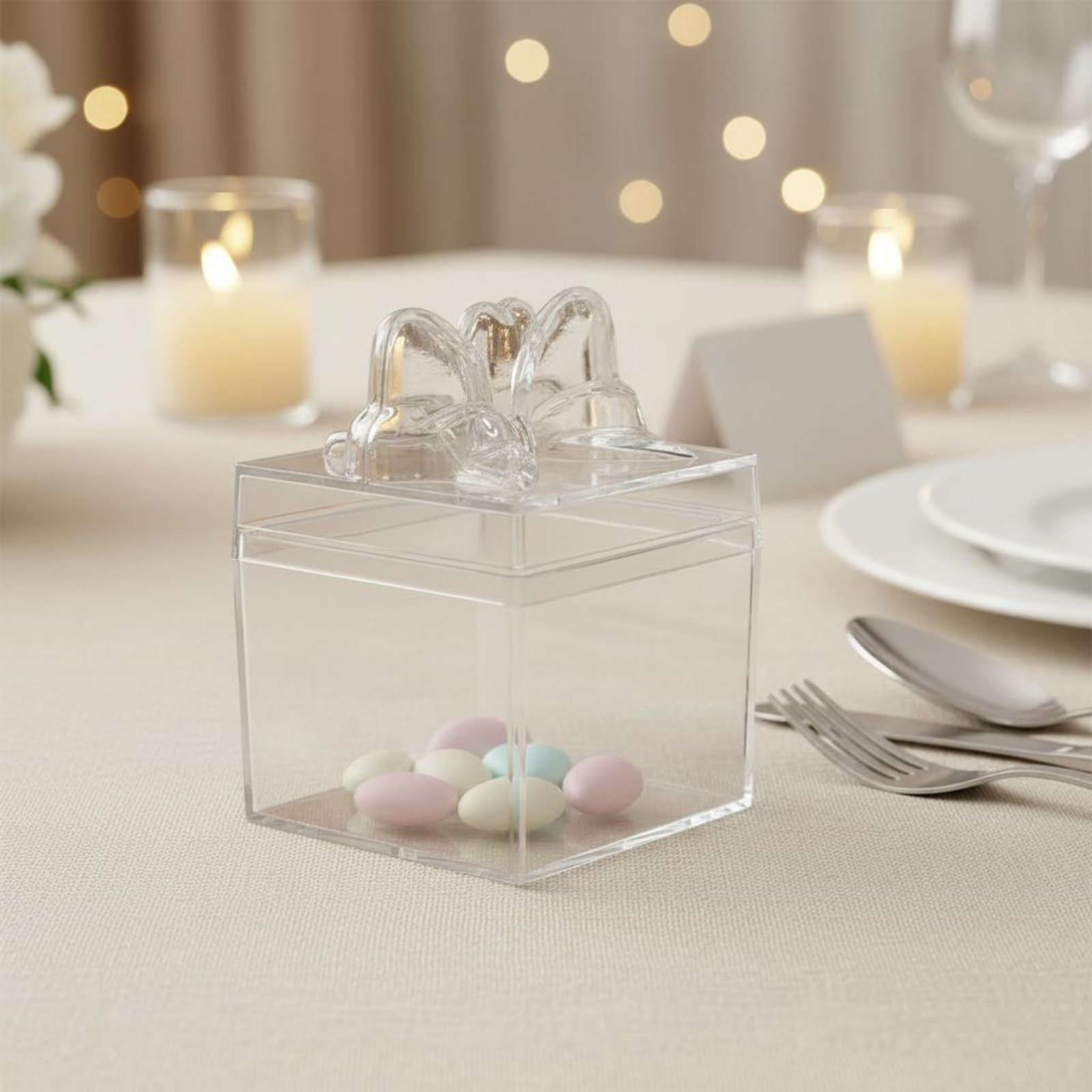 Food Storage Plastic Boxes - صندوق حلوى بلاستيكي شفاف مع شريط،