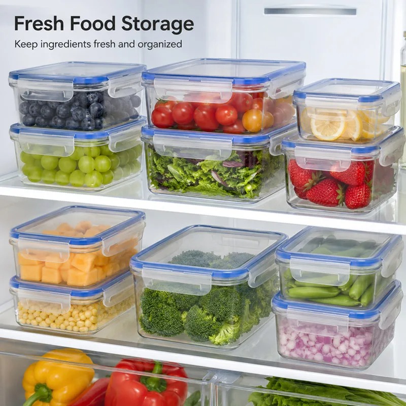 Food Storage Heat - صندوق تخزين للثلاجة بأربعة أحجام، علب