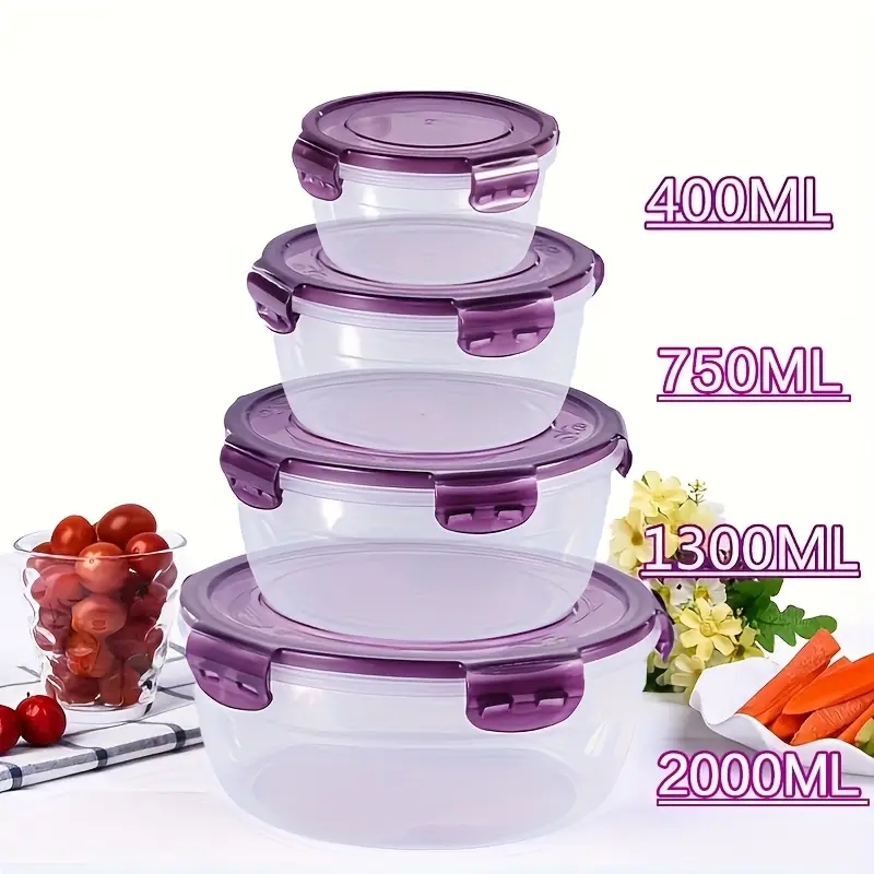 Food Storage Plastic Boxes - 4 حاويات بلاستيكية لتخزين الطعام، صناديق