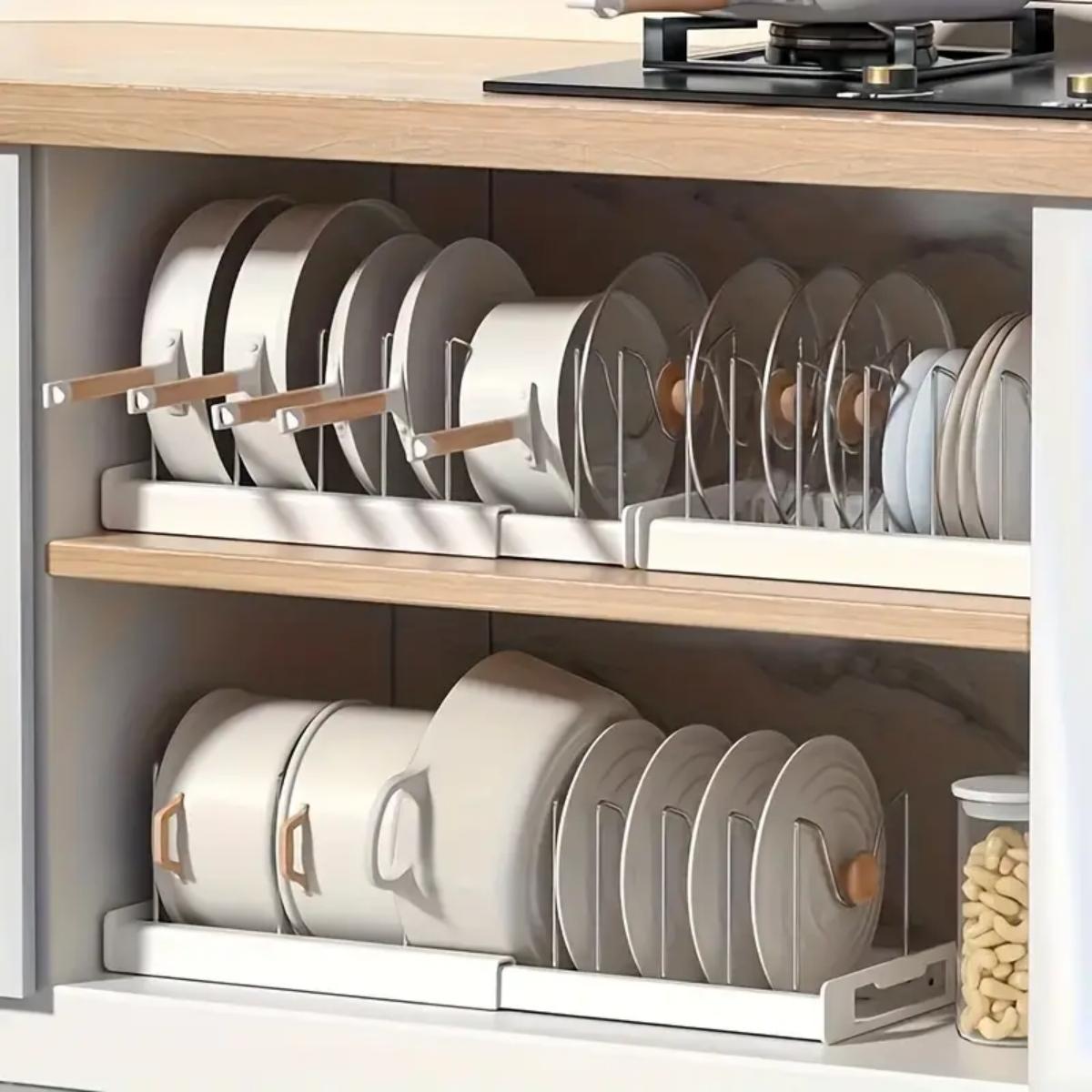 Food Storage With Dividers - منظم قابل للتمدد لأواني المطبخ تحت