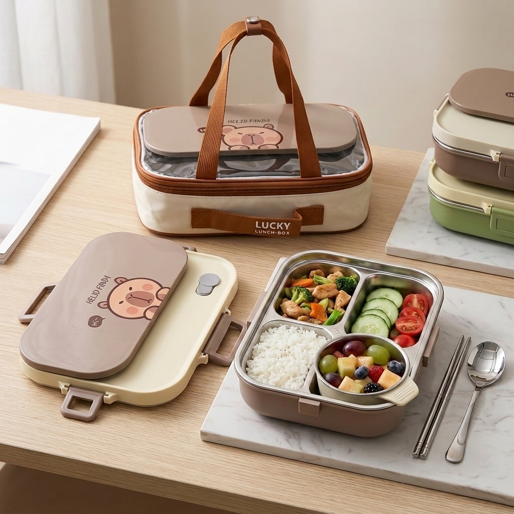 Food Storage Jar Set - طقم صندوق غداء بينتو من الفولاذ