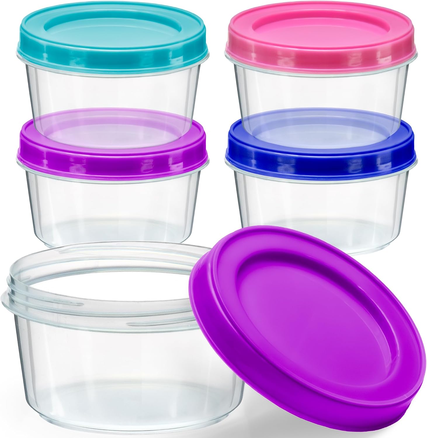 Food Storage Jars With Wooden Lids - 4 عبوات - حاويات بلاستيكية لتخزين
