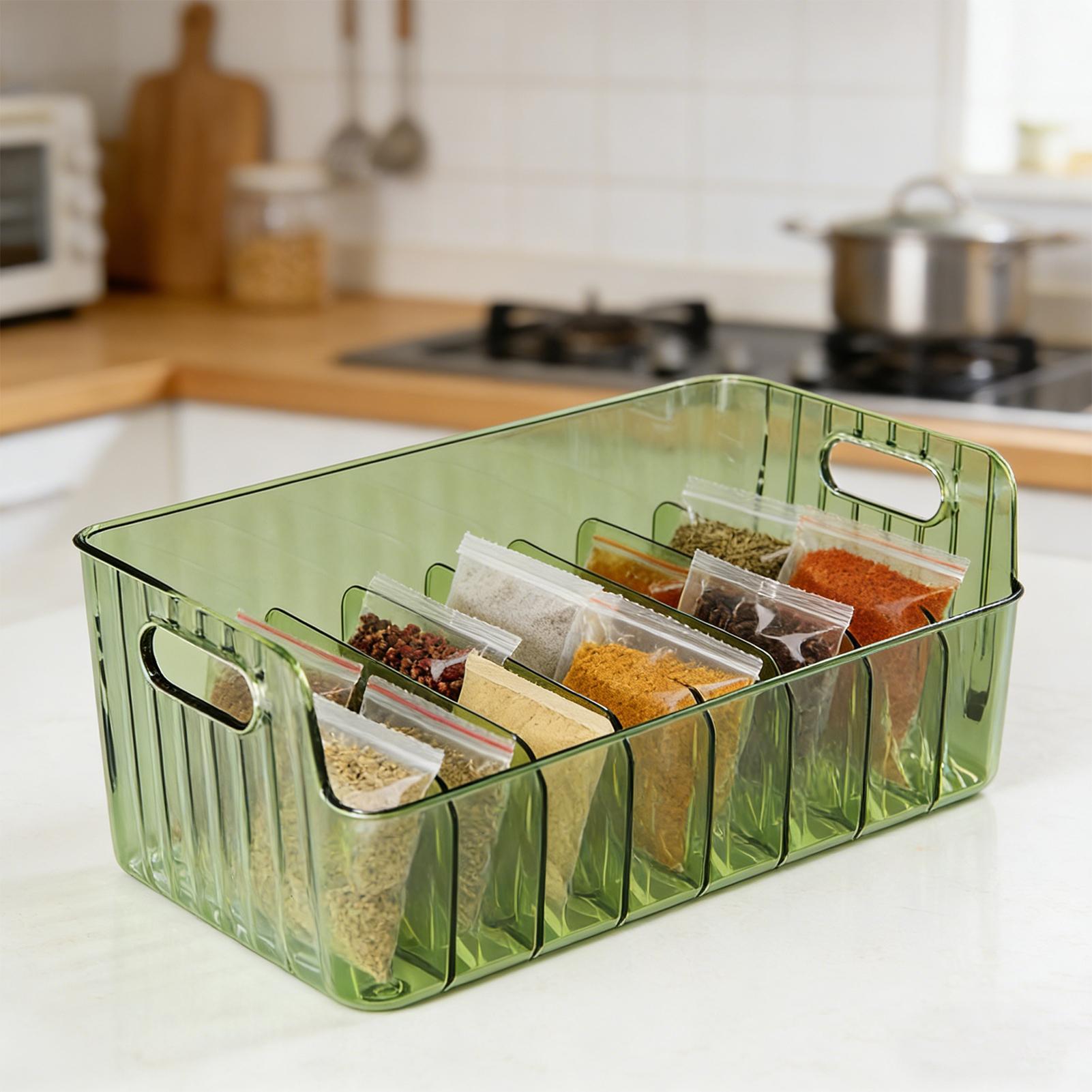 Food Storage With Dividers - رف توابل شفاف مقسم، صندوق تخزين