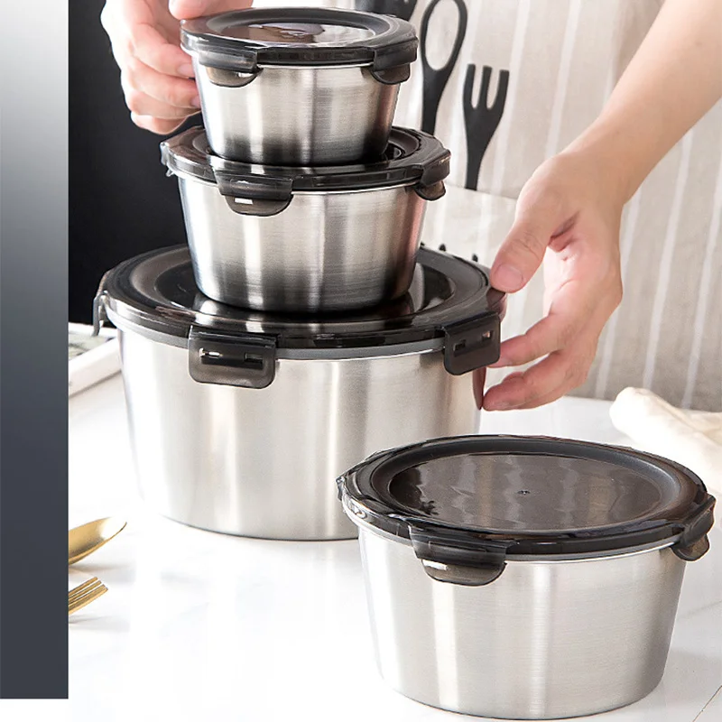 Food Storage Stainless Steel Containers - صندوق بينتي مع غطاء من الفولاذ