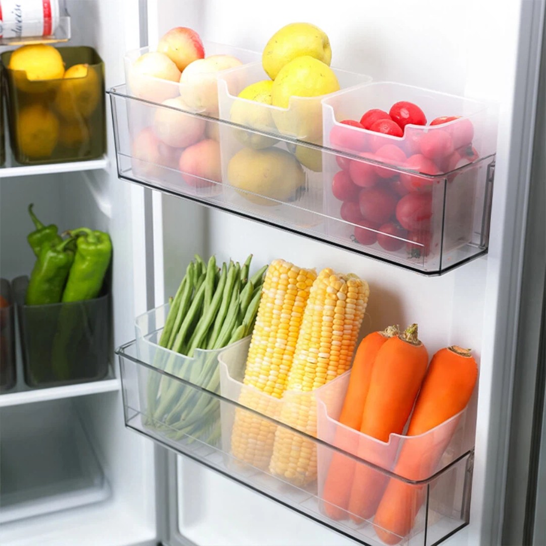 Food Storage With Dividers - صندوق تخزين طعام بلاستيكي شفاف قابل