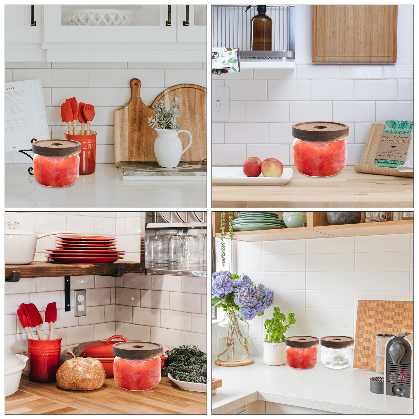 وعاء تخزين شاي زجاجي شفاف مقاو - مراجعة Food Storage Jars With Wooden Lids وسعره