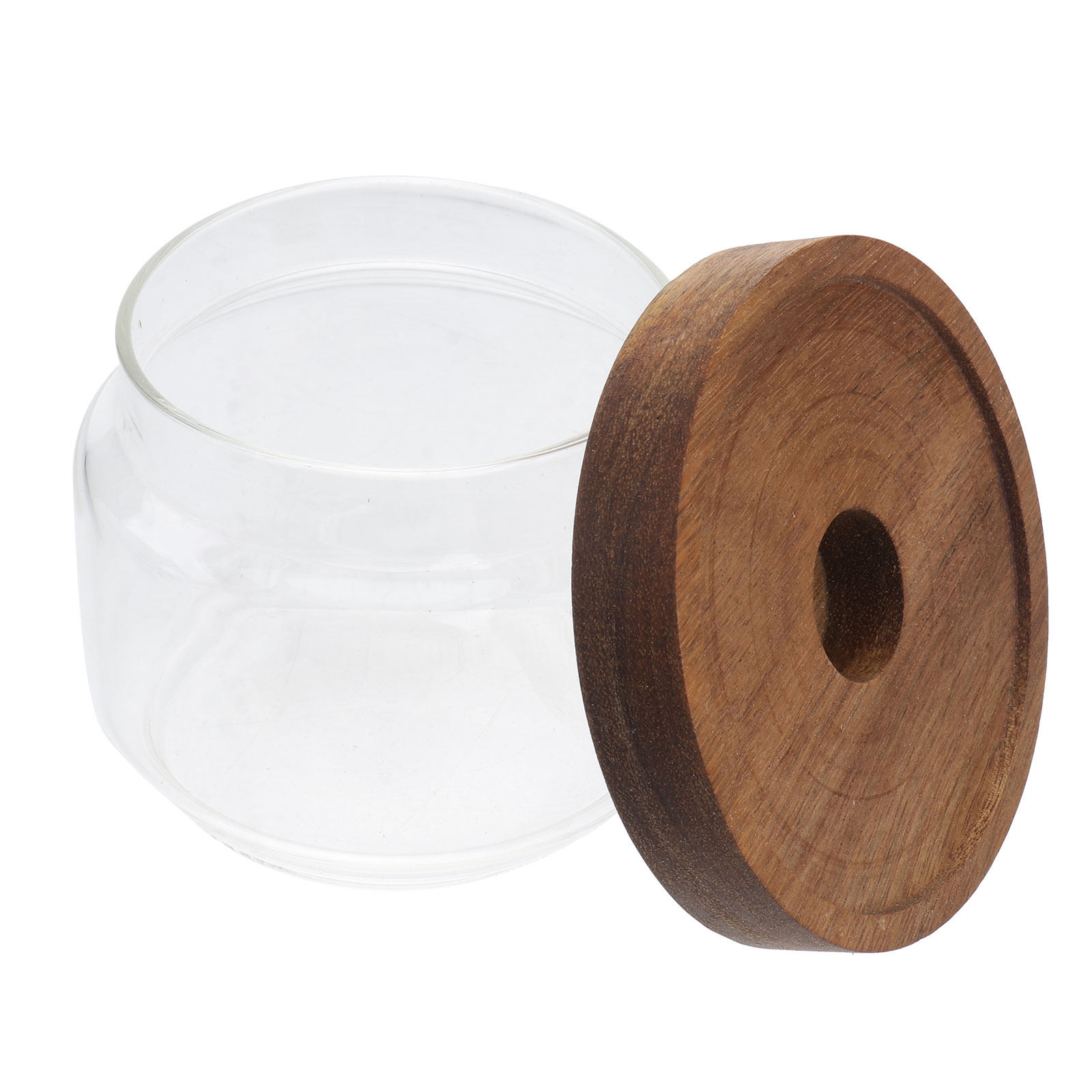 وعاء تخزين شاي زجاجي شفاف مقاو - مراجعة Food Storage Jars With Wooden Lids وسعره