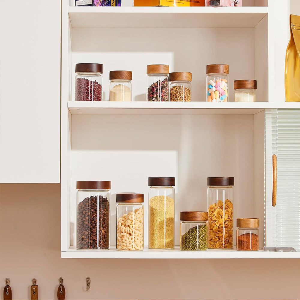 أوعية زجاجية لتخزين الطعام مع  - مراجعة Food Storage Jars With Wooden Lids وسعره