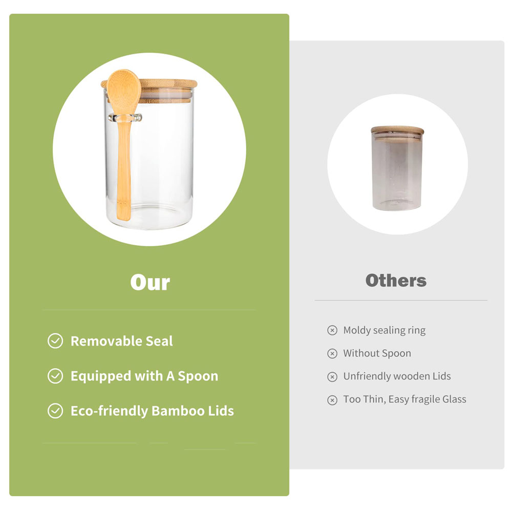 حاويات بلاستيكية محكمة الإغلاق - مراجعة Food Storage Jars With Wooden Lids وسعره