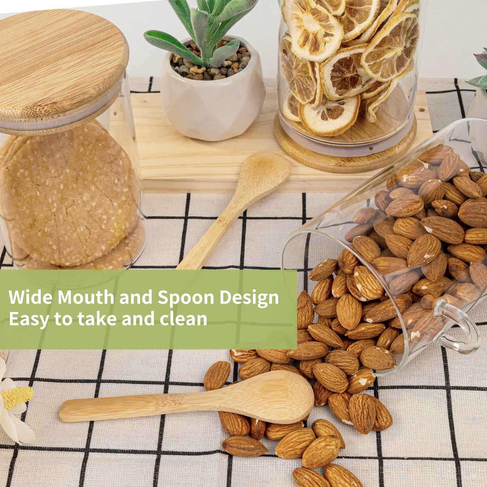 حاويات بلاستيكية محكمة الإغلاق - مراجعة Food Storage Jars With Wooden Lids وسعره