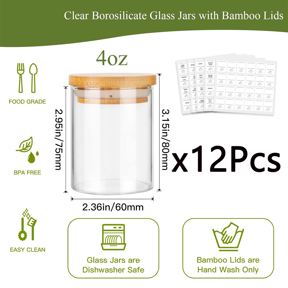 برطمانات توابل زجاجية سعة 4 أو - مراجعة Food Storage Jars With Wooden Lids وسعره
