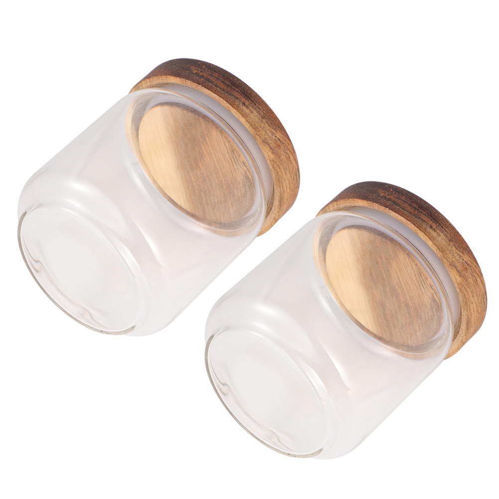 قطعتان من أوعية تخزين الطعام ا - مراجعة Food Storage Jars With Wooden Lids وسعره