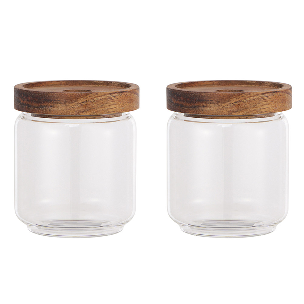 قطعتان من أوعية تخزين الطعام ا - مراجعة Food Storage Jars With Wooden Lids وسعره