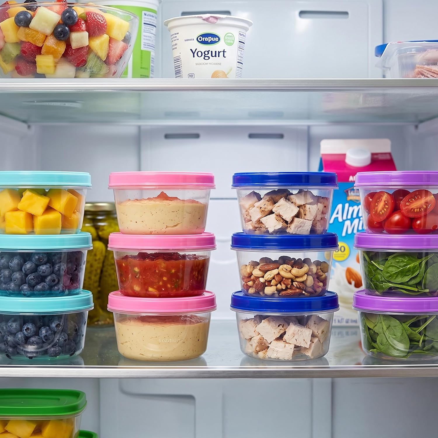 4 عبوات - حاويات بلاستيكية لتخ - مراجعة Food Storage Jars With Wooden Lids وسعره