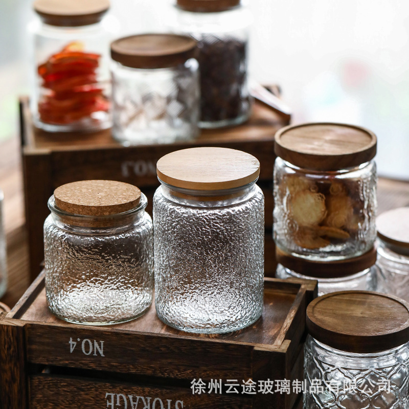 أوعية زجاجية عتيقة منقوشة بغطا - مراجعة Food Storage Jars With Wooden Lids وسعره