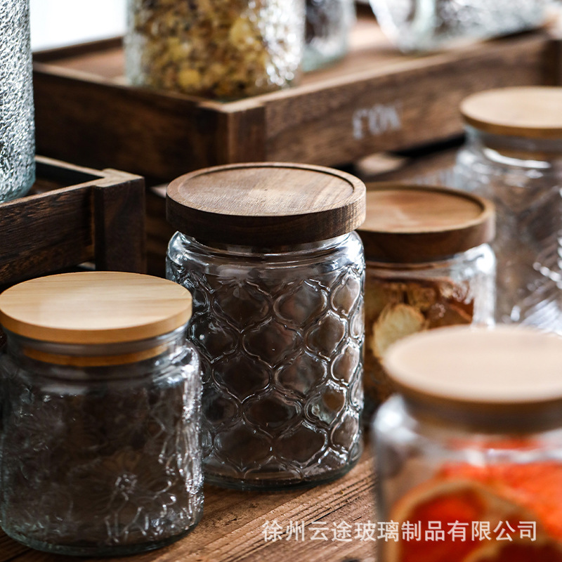 أوعية زجاجية عتيقة منقوشة بغطا - مراجعة Food Storage Jars With Wooden Lids وسعره