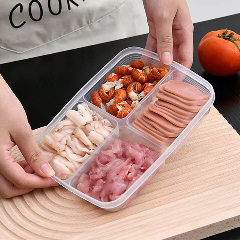 صندوق تخزين بلاستيكي جديد بـ 4 - مراجعة Food Storage With Dividers وسعره