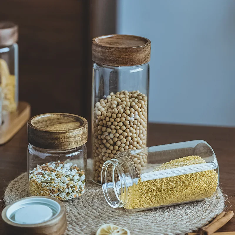 وعاء زجاجي بغطاء خشبي ، علبة م - مراجعة Food Storage Jars With Wooden Lids وسعره