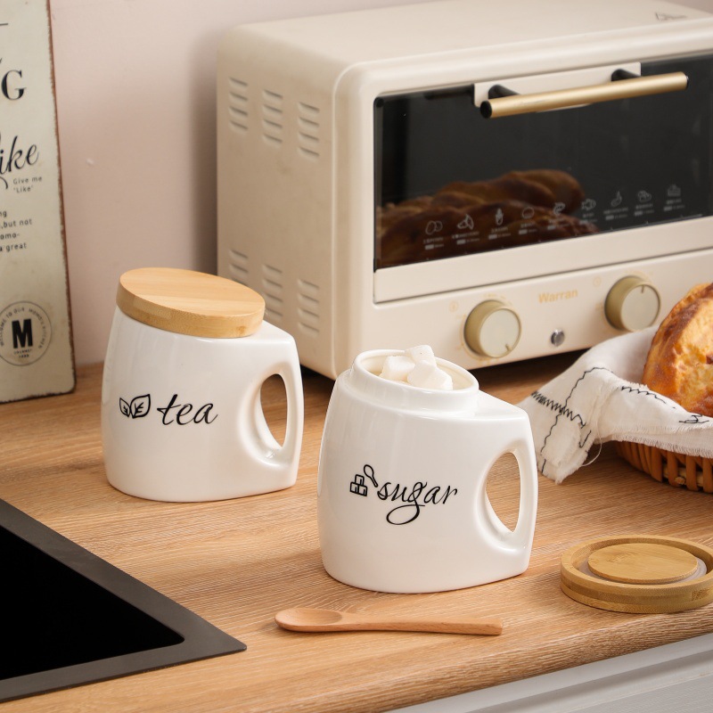 وعاء تخزين سيراميك بغطاء ومقبض - مراجعة Food Storage Jars With Wooden Lids وسعره