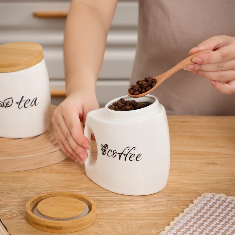 وعاء تخزين سيراميك بغطاء ومقبض - مراجعة Food Storage Jars With Wooden Lids وسعره