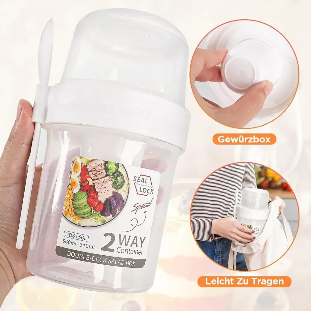 كوب سلطة أكواب الإفطار المحمول - مراجعة Food Storage Jar Set وسعره