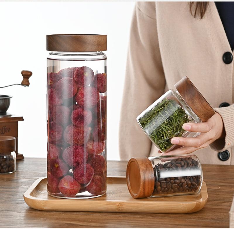 وعاء زجاجي شفاف محكم الإغلاق ل - مراجعة Food Storage Jars With Wooden Lids وسعره