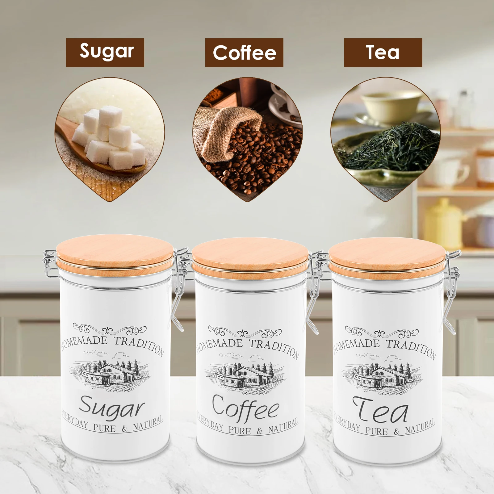 مجموعة من 3 علب معدنية لتخزين  - مراجعة Food Storage Jar Set وسعره