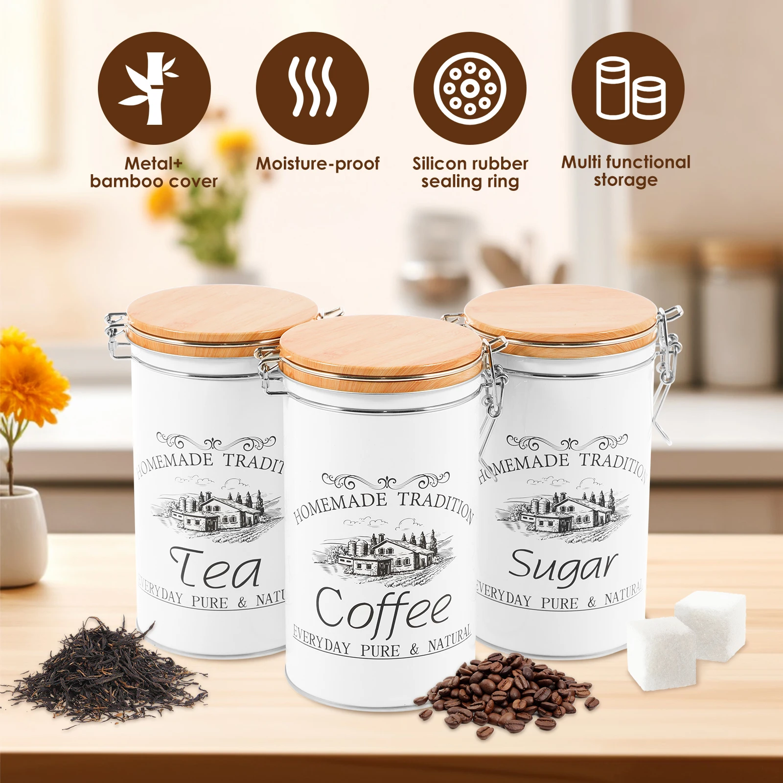 مجموعة من 3 علب معدنية لتخزين  - مراجعة Food Storage Jar Set وسعره