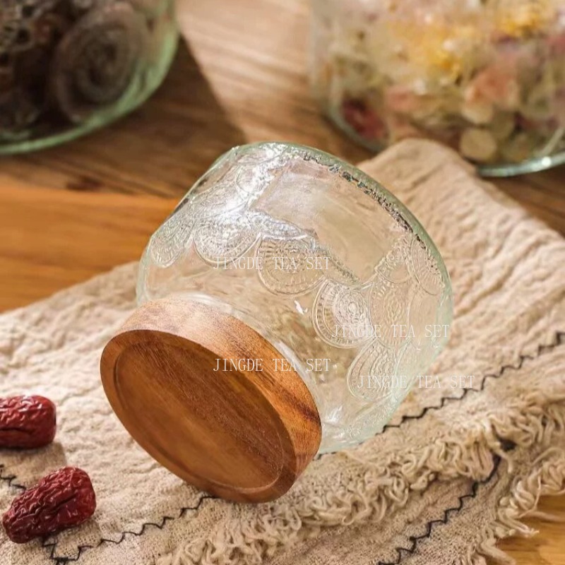 وعاء تخزين زجاجي منقوش بغطاء خ - مراجعة Food Storage Jars With Wooden Lids وسعره